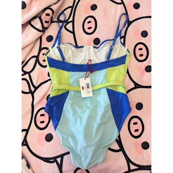 Solid and Striped The Spencer Size Large Blue Green White Anthropologie - Picture 5 of 13